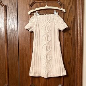 Tommy Hilfiger Girls Wool/Cotton Blend Cable Knit Dress - Cream size 6-7